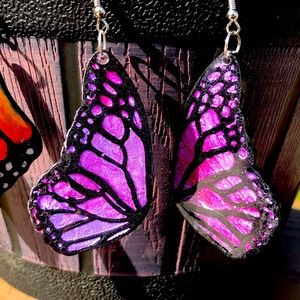 Monarch inspired pink and purple earrings
